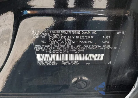 2015 Toyota Rav4 Xle from USA, damaged, VIN 2T3RFREV4FW400260